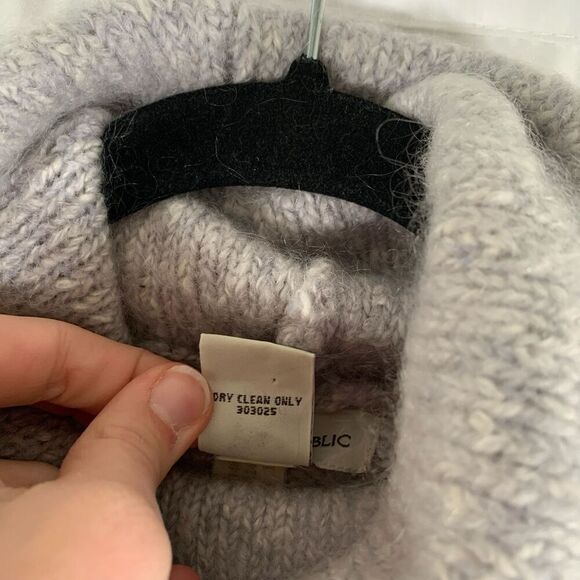 Banana Republic Mohair Wool Blend Sweater Women's Medium Grey Knit Turtleneck - Picture 3 of 9